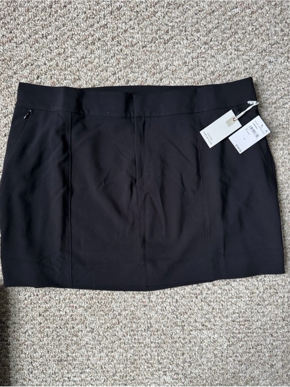 Good American Black Mini Skirt with Front Seams
